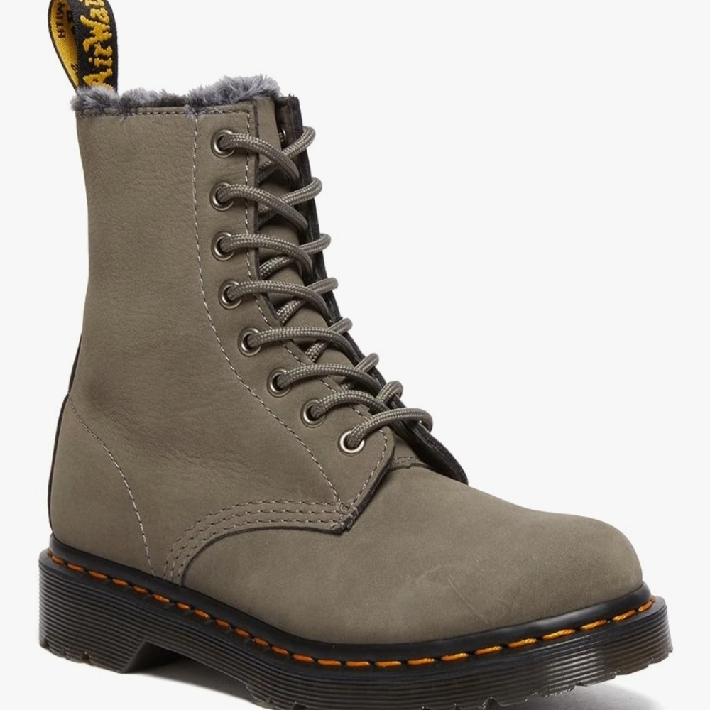 NEW Dr. Martens 1460 Nickel, Fur-lined Leather Boots. No Box.